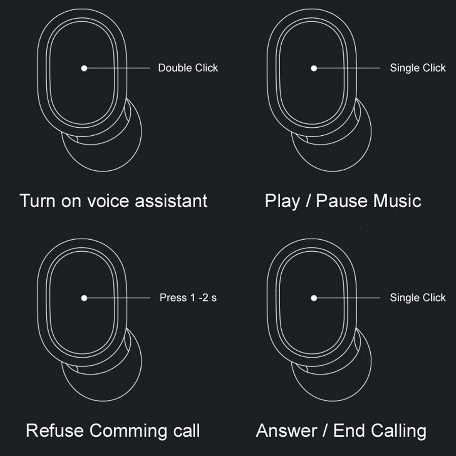 Original Xiaomi Redmi Airdots Xiaomi TWS Wireless Earphone Handsfree Voice Control Bluetooth 5.0 Noise Reduction Tap Control