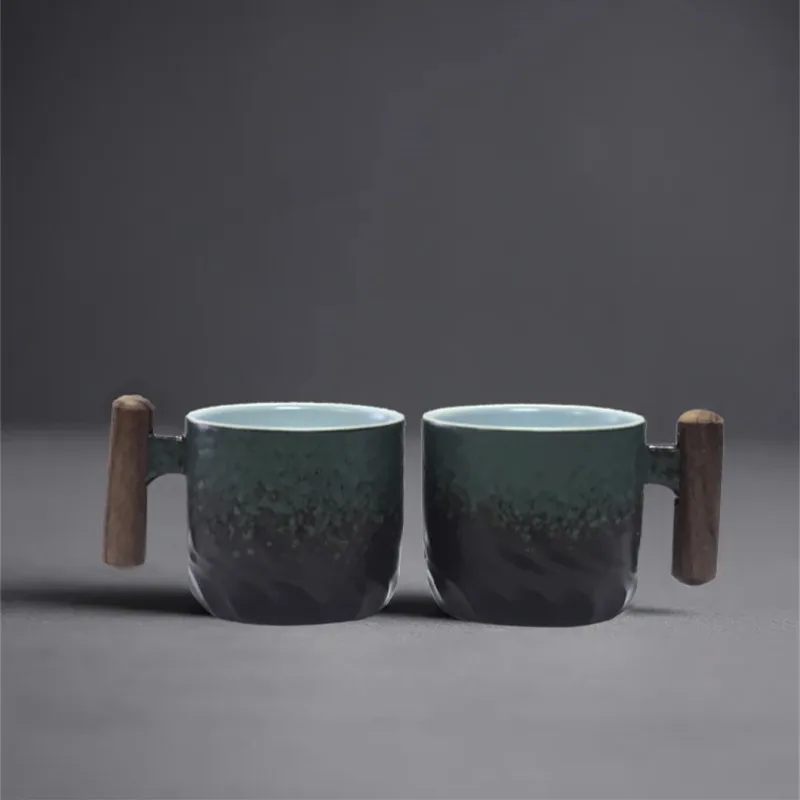 Taza de café exquisita hecha a mano creativa, taza de café Vintage con mango de madera, tazas, tazas, vasos, cocina, comedor, Bar, hogar