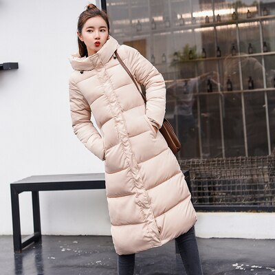 Grande taille 3XL doudoune femmes hiver manteau Long mince épaissir veste en coton rembourré veste vêtements parkas d'extérieur: KHAKI / L
