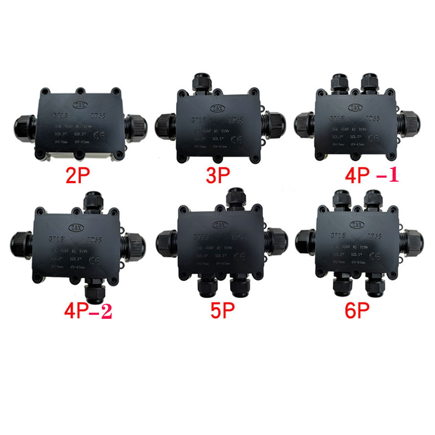 IP68 Waterproof Junction Box Electrical 2/3/4/5/6 Way Enclosure Block Cable Connecting Line Protection for Wiring Accessories