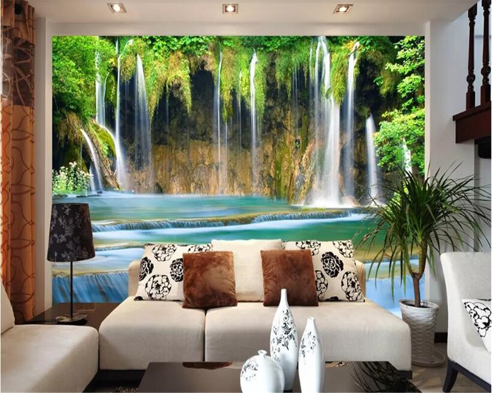 Beibehang Custom 3d behang muur waterval stereo landschap achtergrond muur vinyl behang voor huis muren behang
