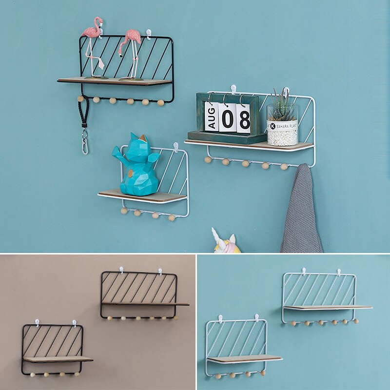 Scandinavische stijl roosterplank ijzeren kunst opbergrekken decoratieve planken voor thuis badkamer wandplank ornament woondecoratie