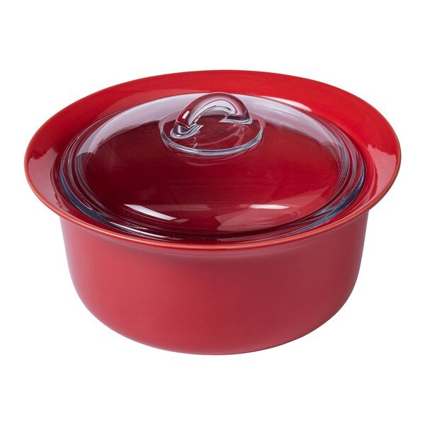 Gryta med glaslock pyrex supreme vit keramik  (35 cm x 35 cm x 25 cm)