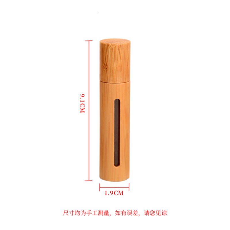 10ml bambu rulle på flaska med stål roller glas kosmetika behållare bärbar ögon eterisk olja massage roller ball tub: 2