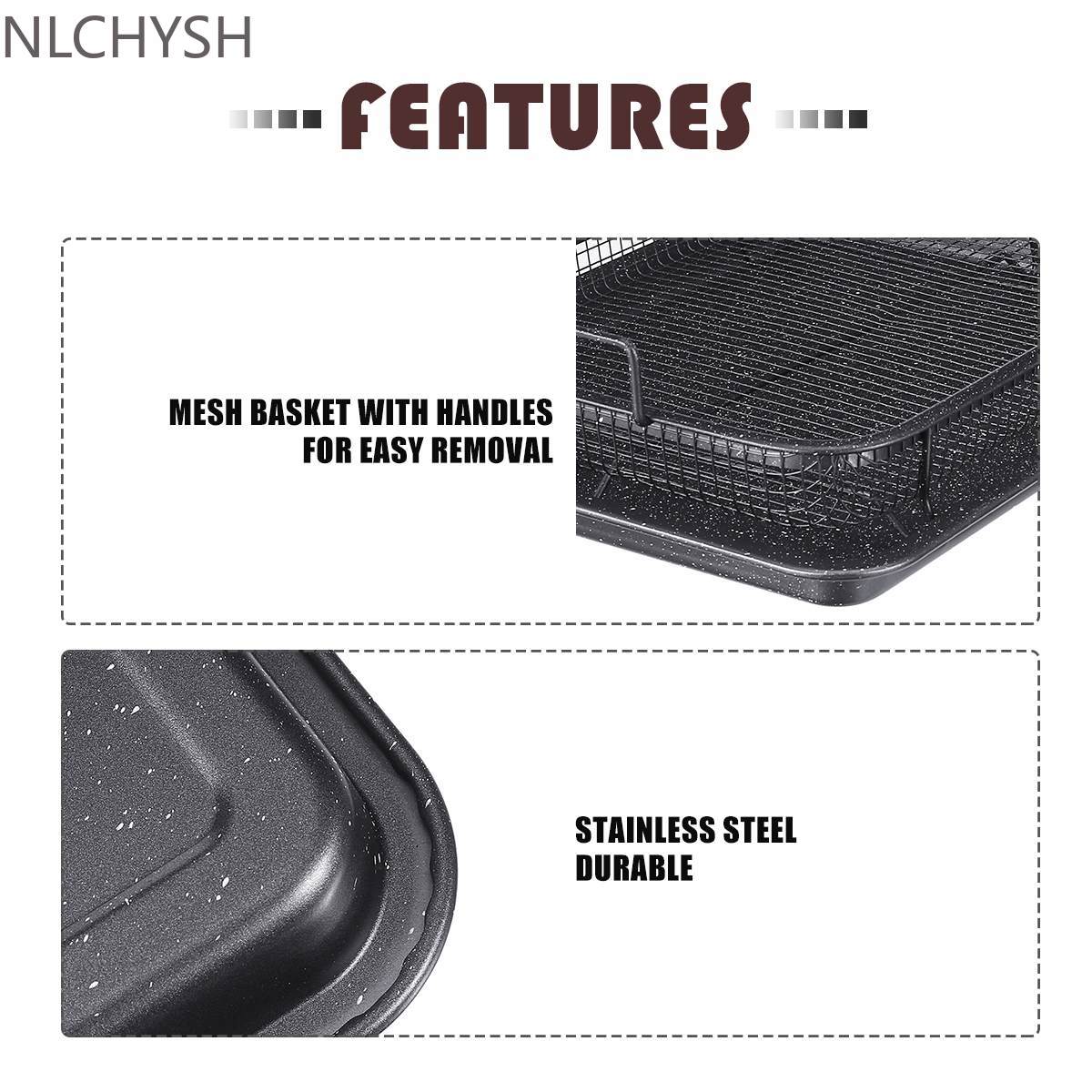 Copper Baking Tray Oil Frying Baking Pan Non-stick Chips Basket Baking Dish Grill Mesh Kitchen Tools