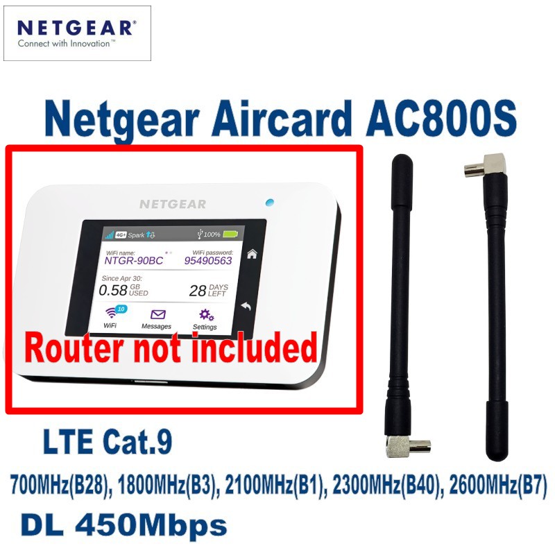 2pcs 4G LTE 5dBi antenna TS9 connector for Netgear Aircar AC790S AC810S AC800S and more