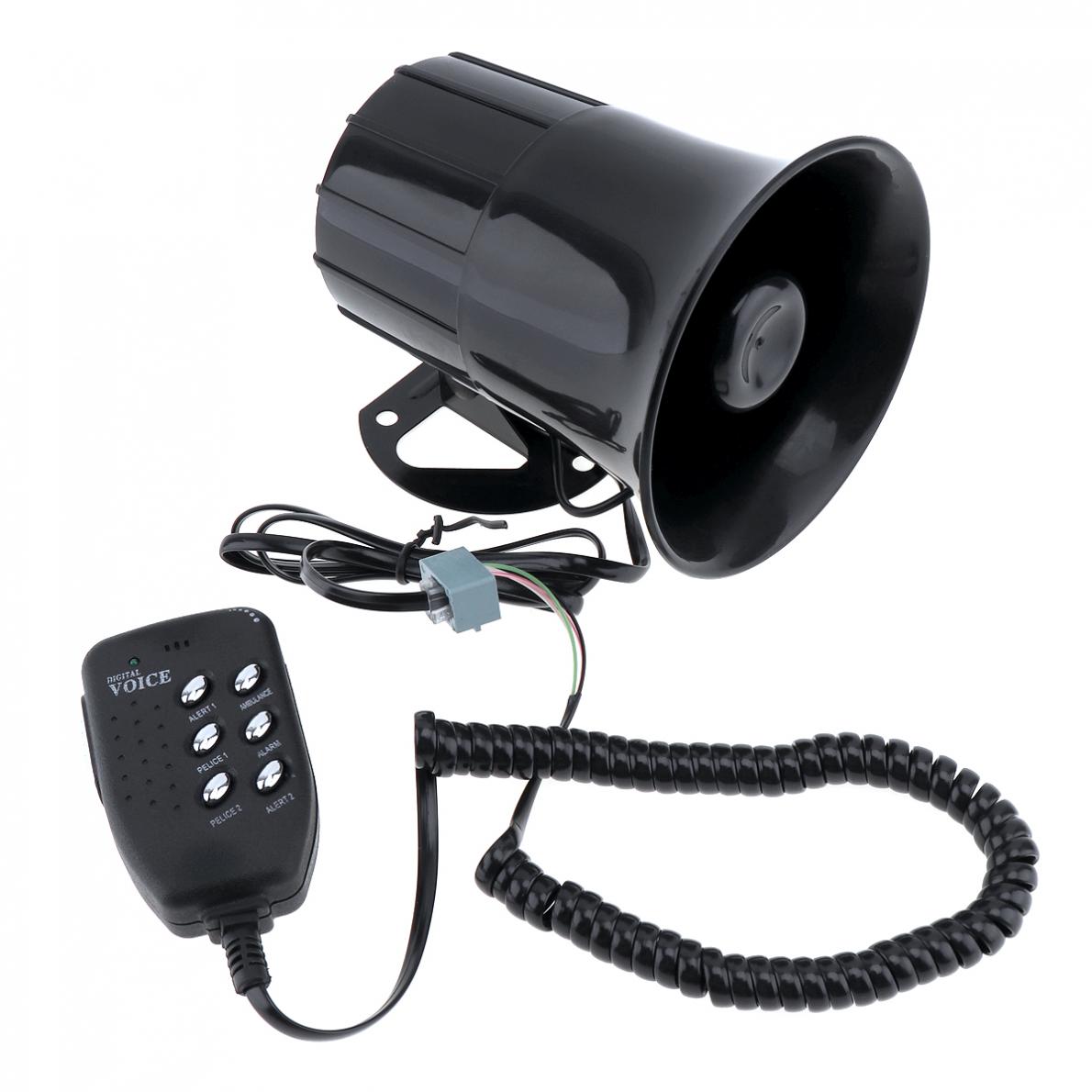 100W 12V 6 Geluid Auto Speaker Luid Alarm Sirene Hoorn 105-115db Met Mic Microfoon Voor Auto Truck