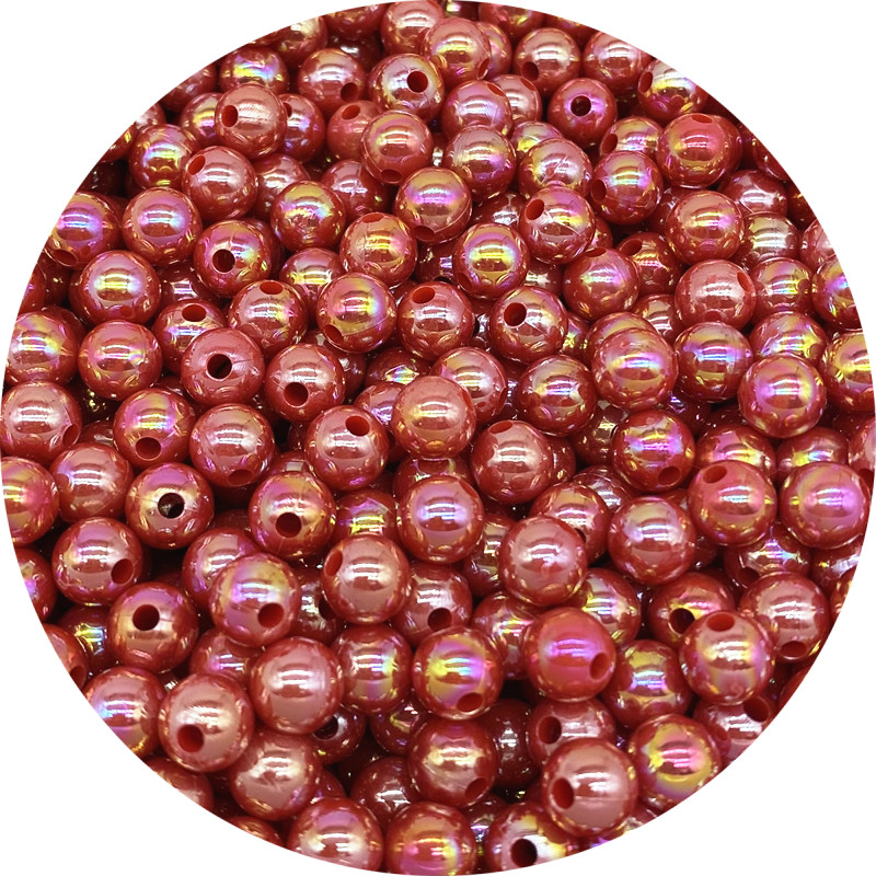 6 8 10mm AB Color Plating Acrylic Beads Loose Spacer Round Garment Jewelry Making DIY #Ro