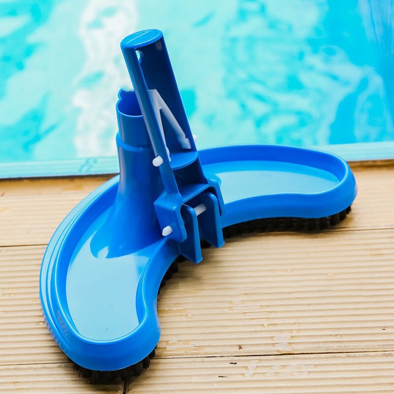 Poolsug dammsugare borsttvätt halvmåne flexibel swimmingpool böjt sughuvud poolrengöringsverktyg med stång