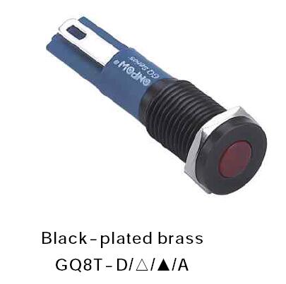 ONPOW 8mm Platte Dot LED verlichte Zwart messing Signaal lamp, lampje, lampje (GQ8T-D/R/6 V/A) CE, RoHS