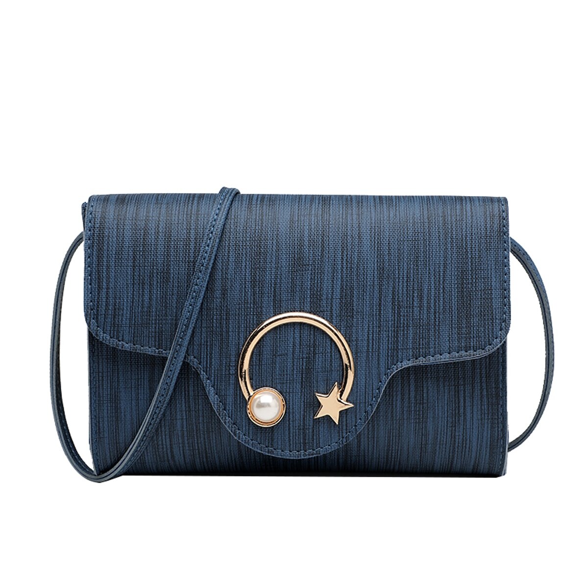 Trend damer enfärgad liten fyrkantig väska koreansk personlighet metall måne och stjärna dekorerade cross-body handväskor: 10