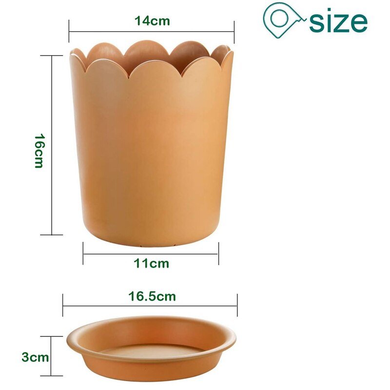 Beau-plant pot 5.5 inch 5- pack plastic bloempot met drainagegat en schaal, diepe plantenbak voor moderne decoratie