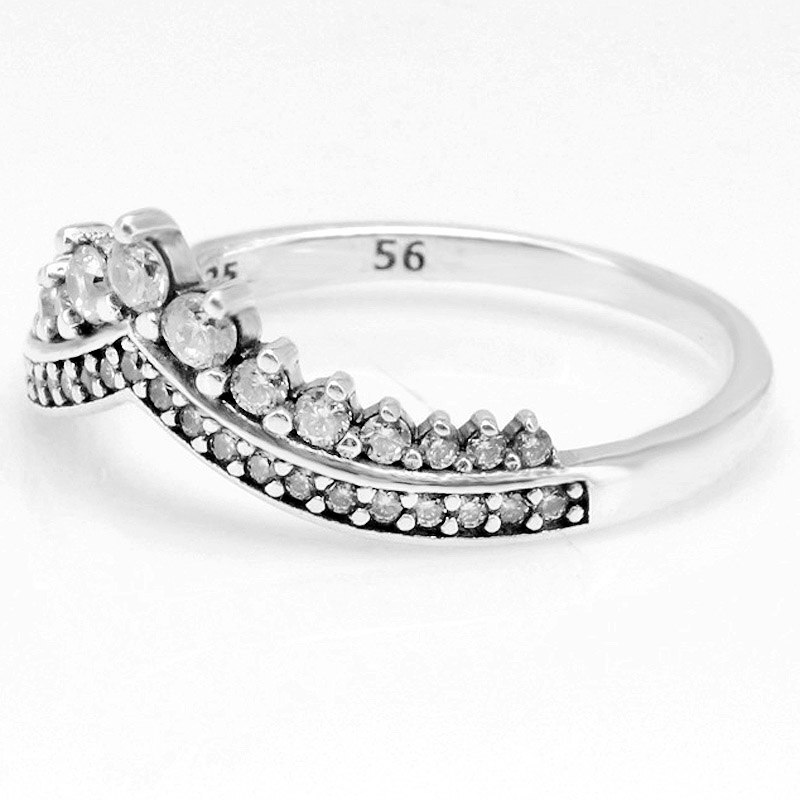 Original Rose Prinzessin Wishbone Ring Mit Kristall Für Frauen 925 Sterling Silber Ring Hochzeit Party DIY Europa Schmuck