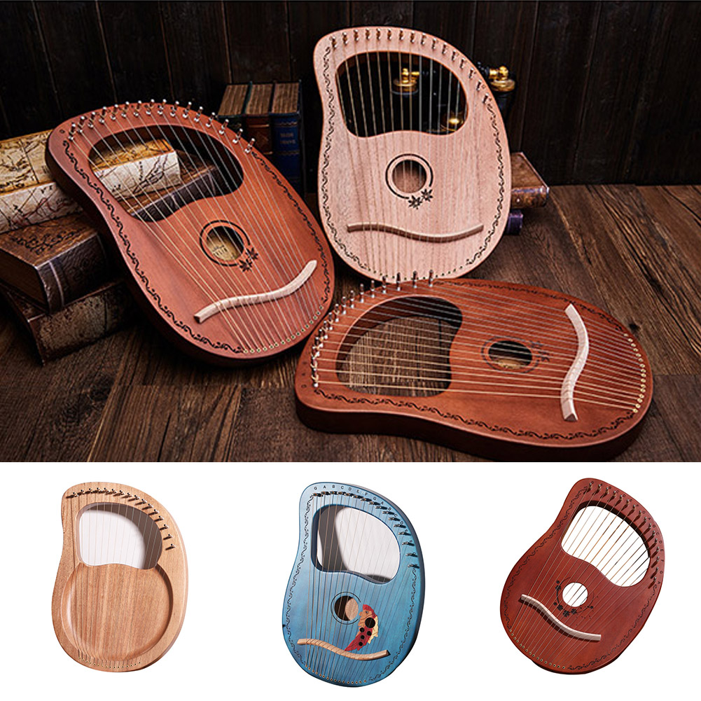 16-Tone Log Lier Draagbare Muziekinstrument 16-Strings Massief Hout Fineer Lier Snaarinstrument JT-889