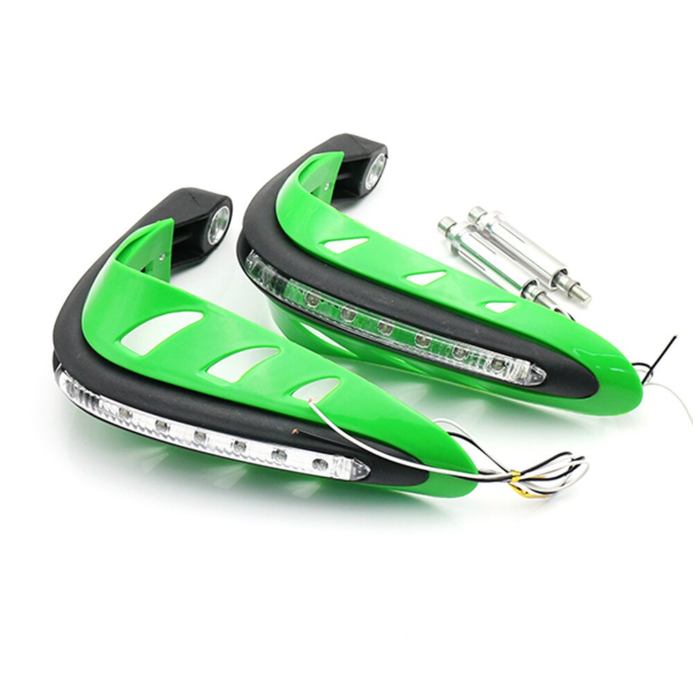 Protège-mains pour guidon de moto, 1 paire, protège-main avec lumière LED protège-mains, protège-mains, accessoires pour moteur universels: green