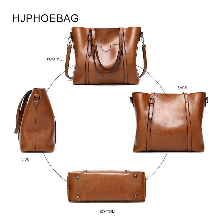 HJPHOEBAG nouvelle femmes sac à bandoulière sac à bandoulière huile cire cuir dames sac à main fourre-tout sac à bandoulière sacs pour femmes YC005