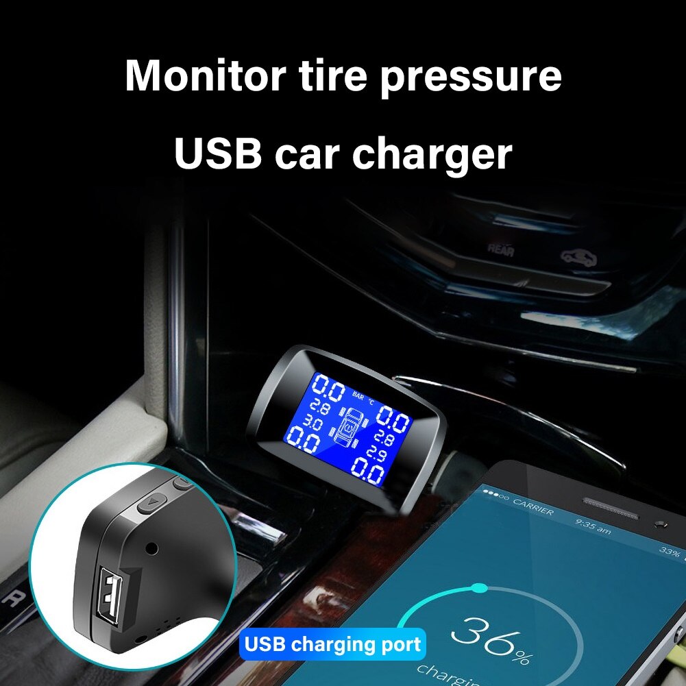Car TPMS Tire Pressure Alarm Monitor System 4 Wheel Internal External Tyre Sensor Temperature Alert Kit датчик давления в шинах