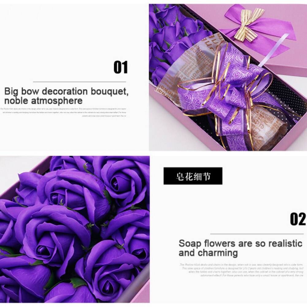 18pcs Soap Rose bundle beauty Foam roses Wedding Valentine\'s Day Wedding Bouquet rose flower rose box