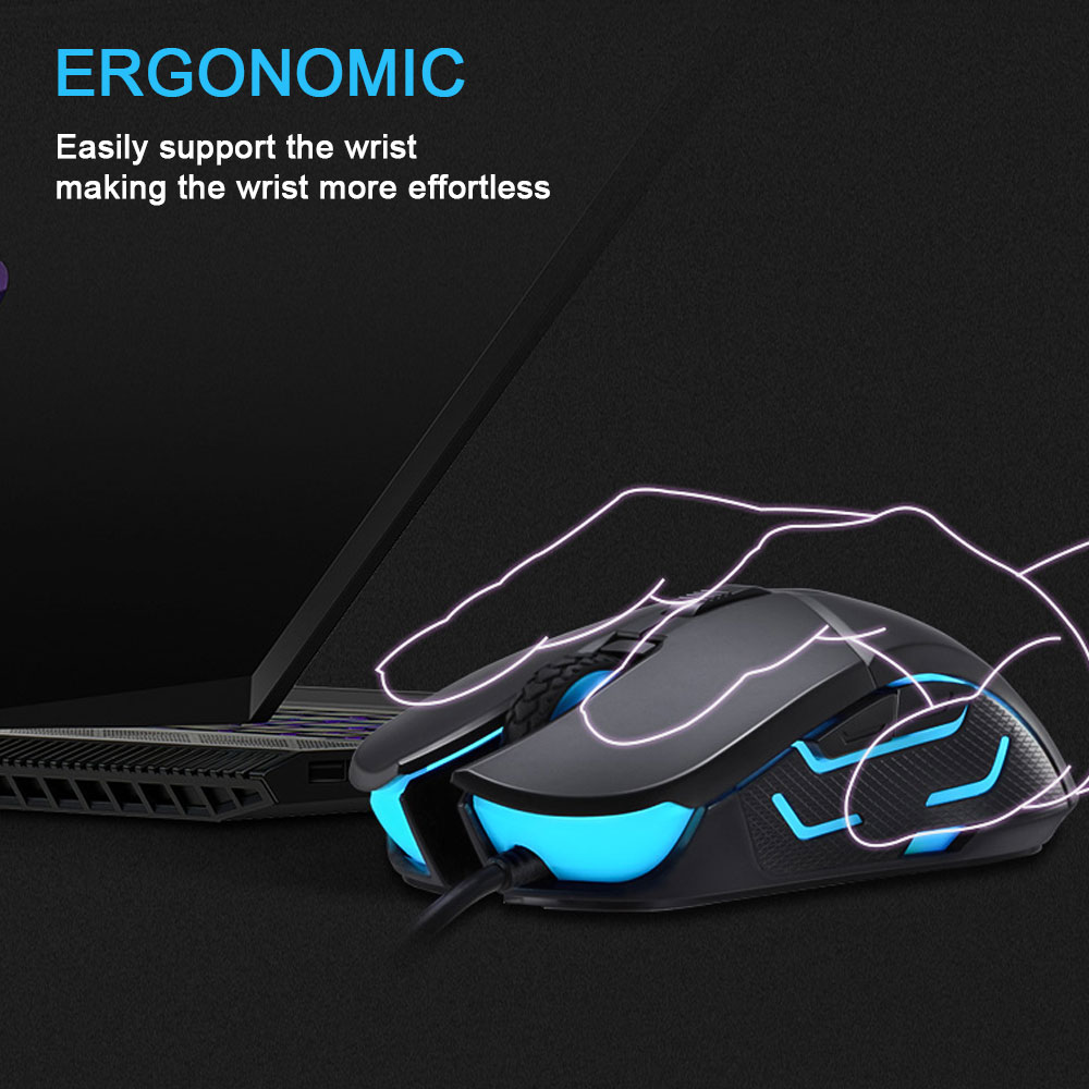 HP G260 RGB LED Light Wired Gaming Mouse Macro Ergonomic 5500 DPI Mouse for PC Computer Laptop Silent Mause Mice