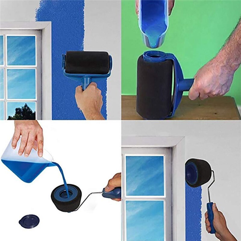 6pcs Paint Roller Brush Paint Runner Pro Roller DIY Wall Painting Brushes Set Wall Handle Use Wall Decorative Brushes Sets