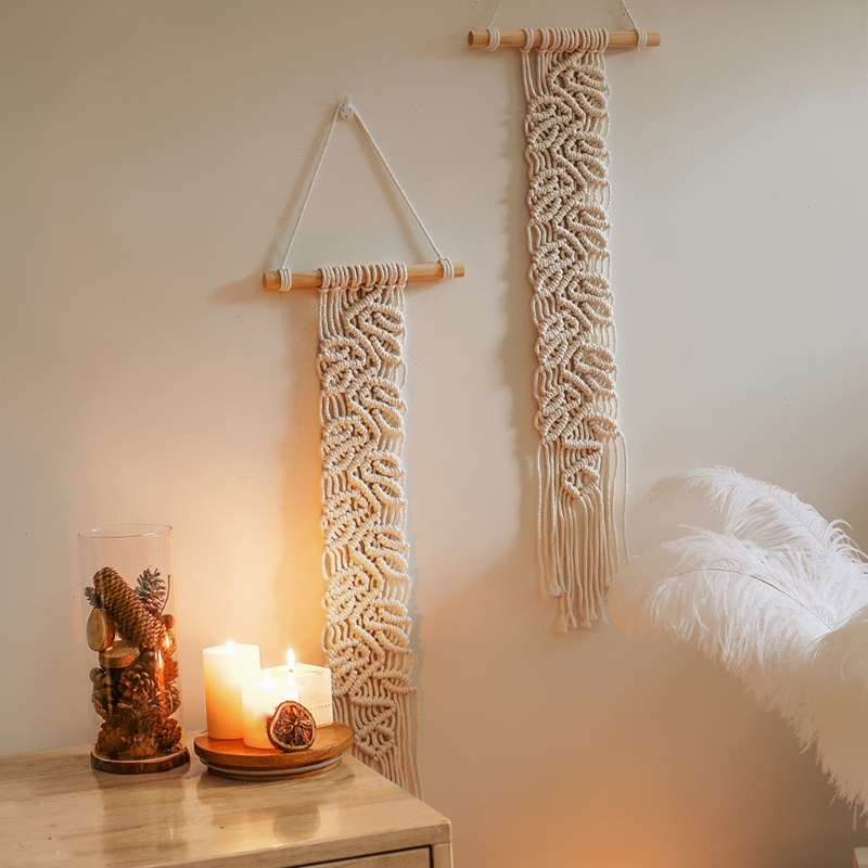 Nordic Macrame Hand Geweven Tapijt Boho Muur Opknoping Kamer Ornamenten Ambachten Geometrische Art Woonkamer Home Achtergrond Decoratie