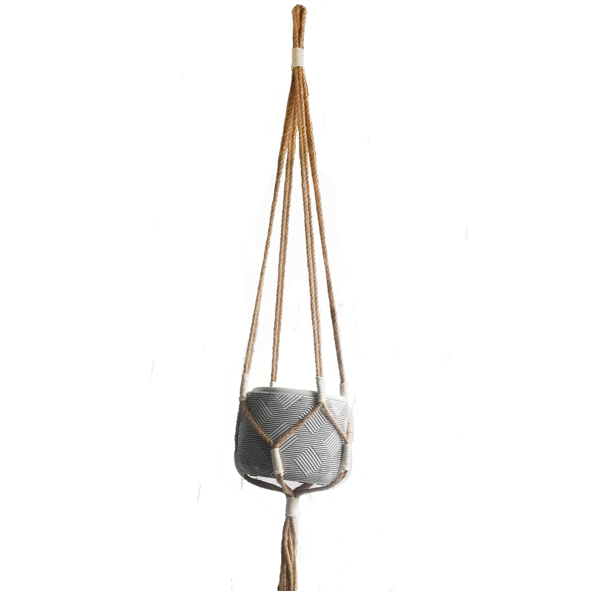 Macrame plantehenger for hage lin plante henger håndlaget hage plante henger lin henger: Lysegrå