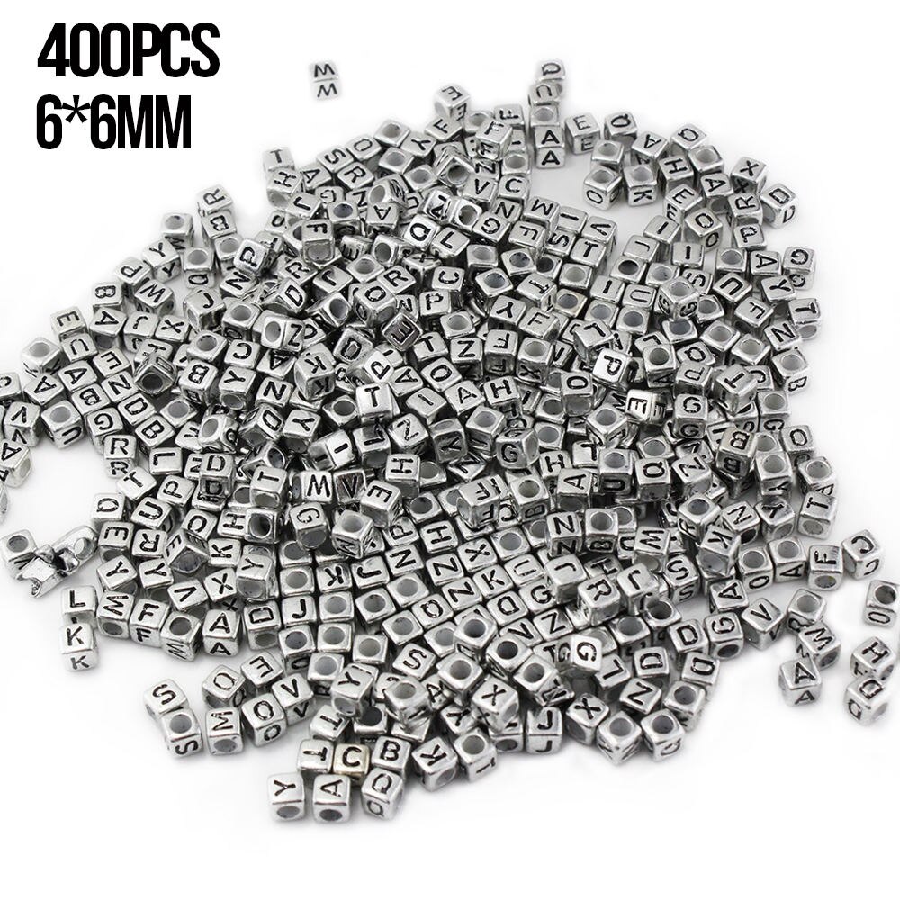 400 Stks/set 6Mm Gemengde Brief Kralen Plastic Vierkante Alfabet Kralen Diy Sieraden Craft Maken Armband Ketting Accessoires