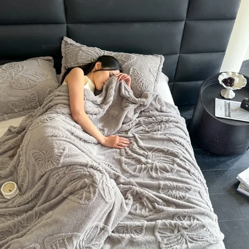Flannel Taft Office Nap Blanket Butterfly style Dish Coral Fleece Blanket Solid color multifunctional leisure blanket