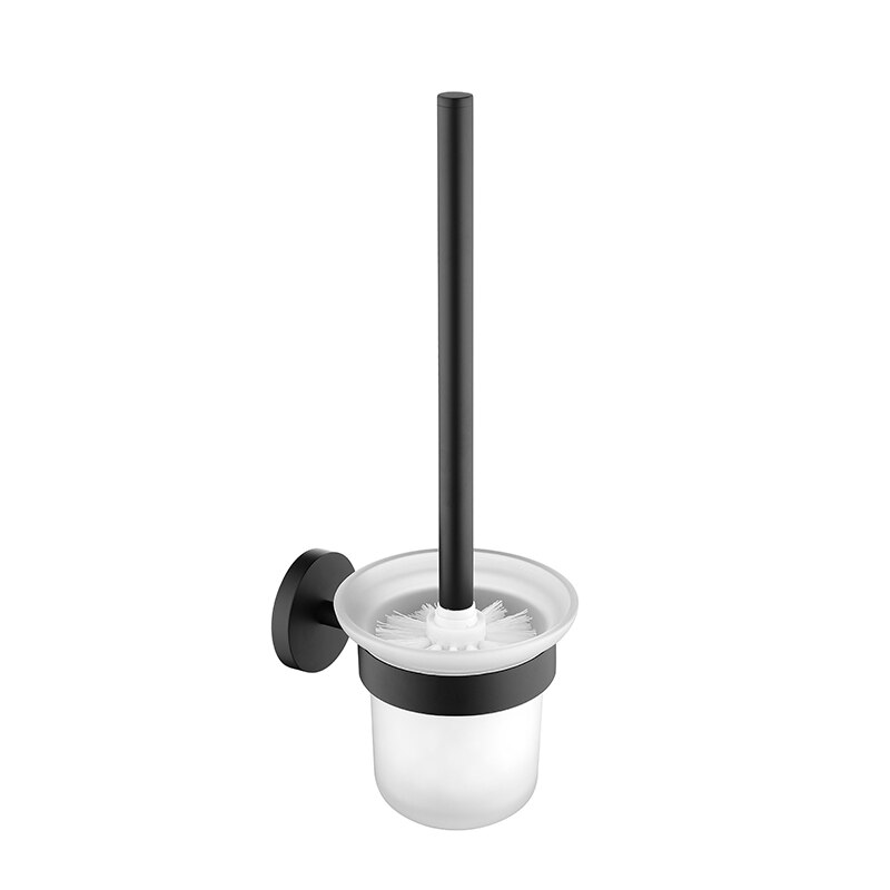Mat sort håndklædeholder badeværelse kroge hardware sæt håndklæde bar sæbe opvask håndklæde ring toilet børste papir holder badeværelse tilbehør: Børsteholder