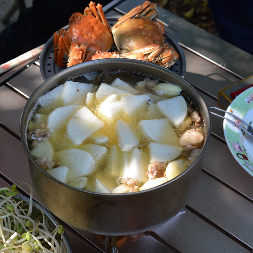 Aifreedom 3 stk / sæt titanium gryde mad beholder skåle udendørs camping bordservice madlavning sæt backpacking picnic