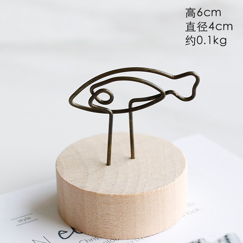 Nordic simple modern wooden note holder home decorations Figurines message photo card holder WJ021935