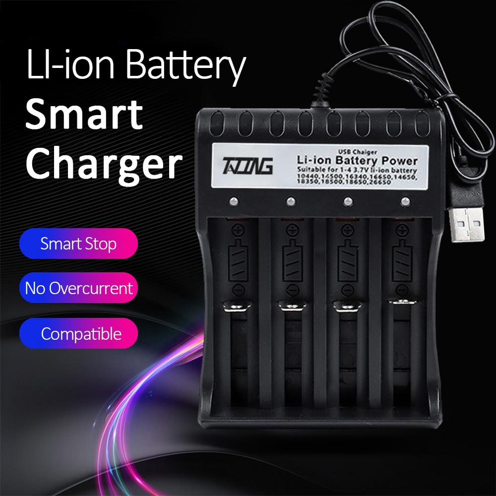 4 Slots Usb 18650 Batterij Lader Universele Lithium Batterij Opladers Voor 16340 14500 26650 18650 Oplaadbare Batterij Opladen