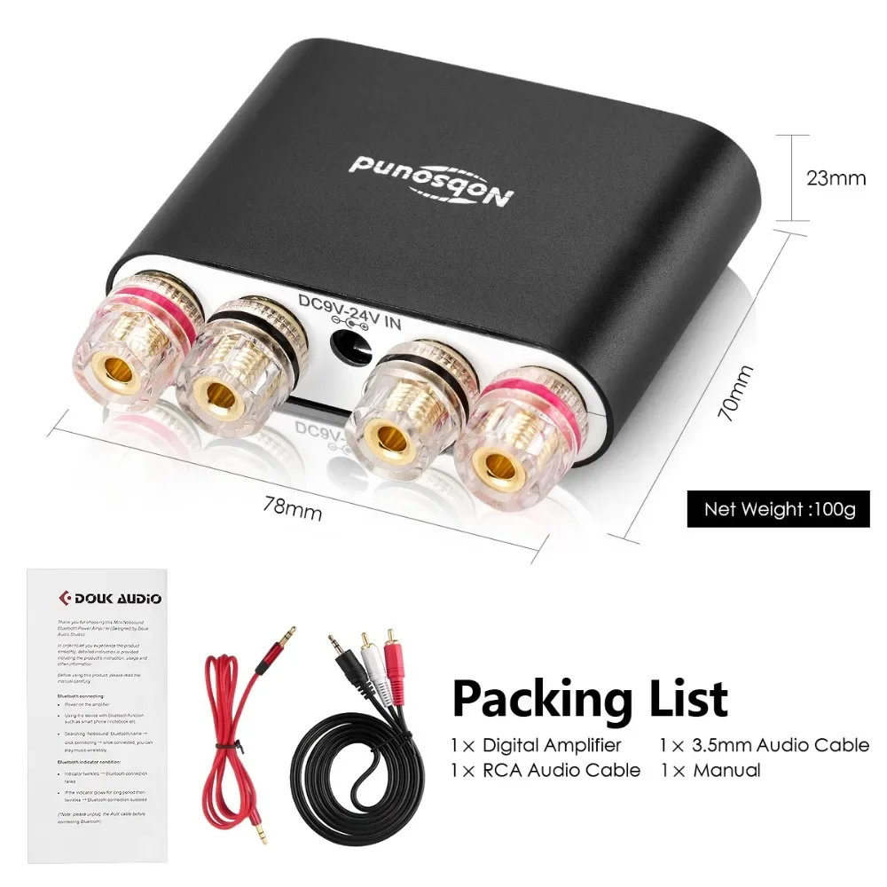 Nobsound Hi-Fi Digitale Versterkers Mini Stereo DSP Bluetooth 5.0 Ontvanger Home Audio Desktop Eindversterker 100W * 2
