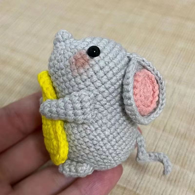 Tricot fait à la main bricolage artisanat souris poupée de dessin animé porte-clés décoratif Kit de Crochet pour les débutants adultes apprendre au Crochet matériel Kit