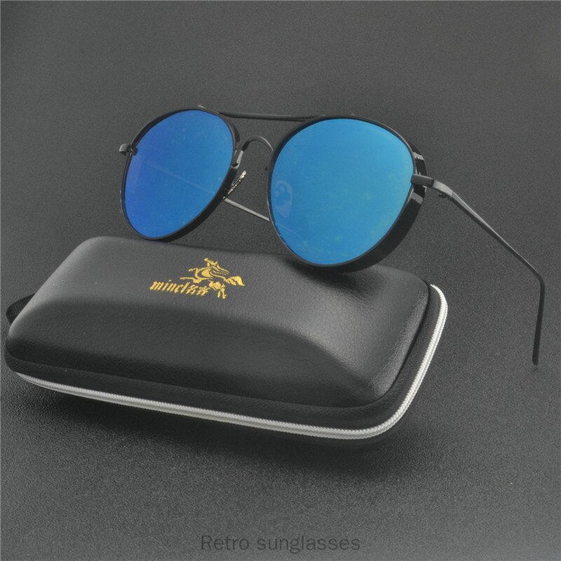 Gafas de sol redondas estilo punk para hombre , gafas de sol clásicas y ovaladas pequeñas para mujer, gafas negras Vintage Punk Unisex UV400 FML