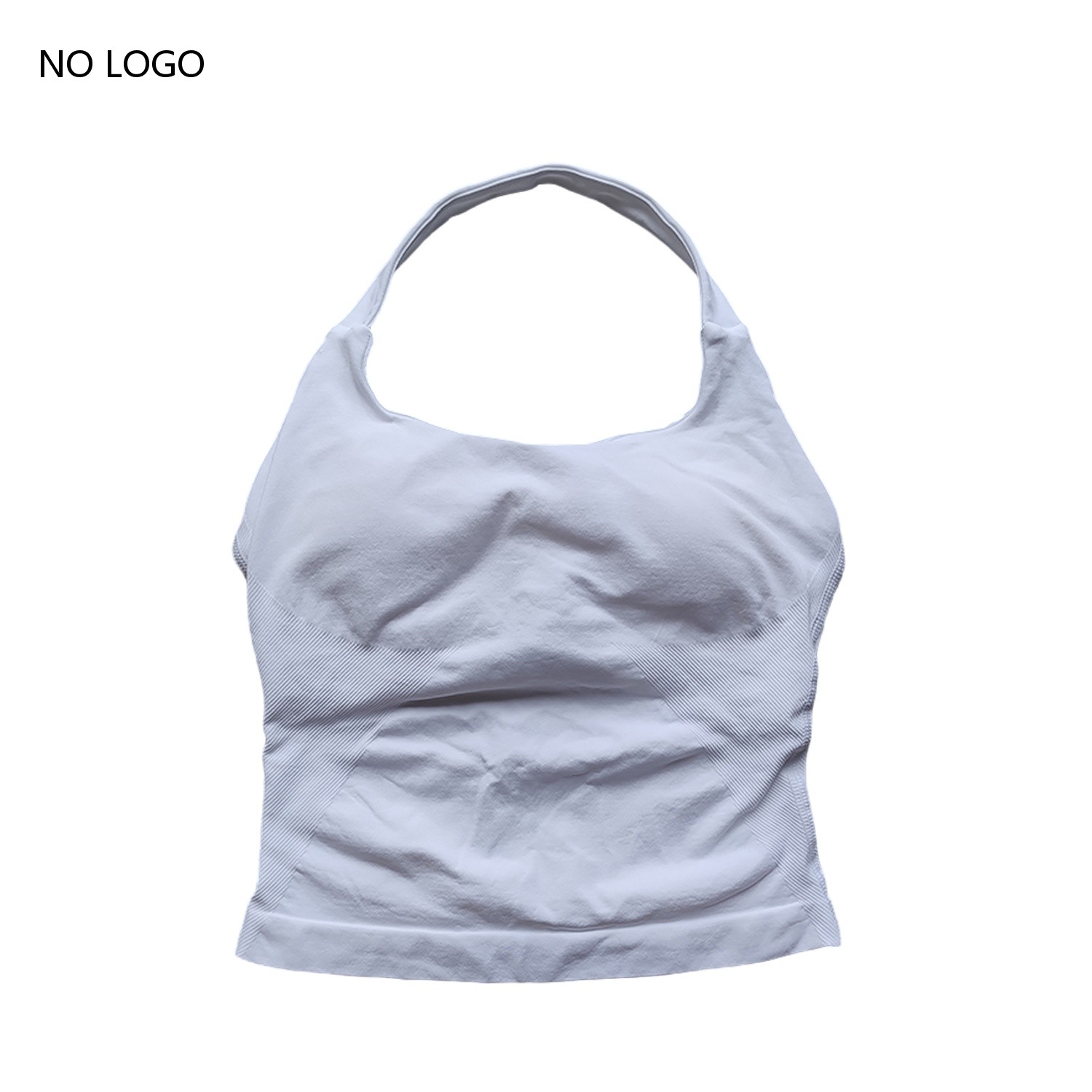 Gymväst med halterneck, rygglösa linnen, push up-material, sport-bh:ar, löparväst, träningstoppar, aktivkläder, yogakläder: M / Brun