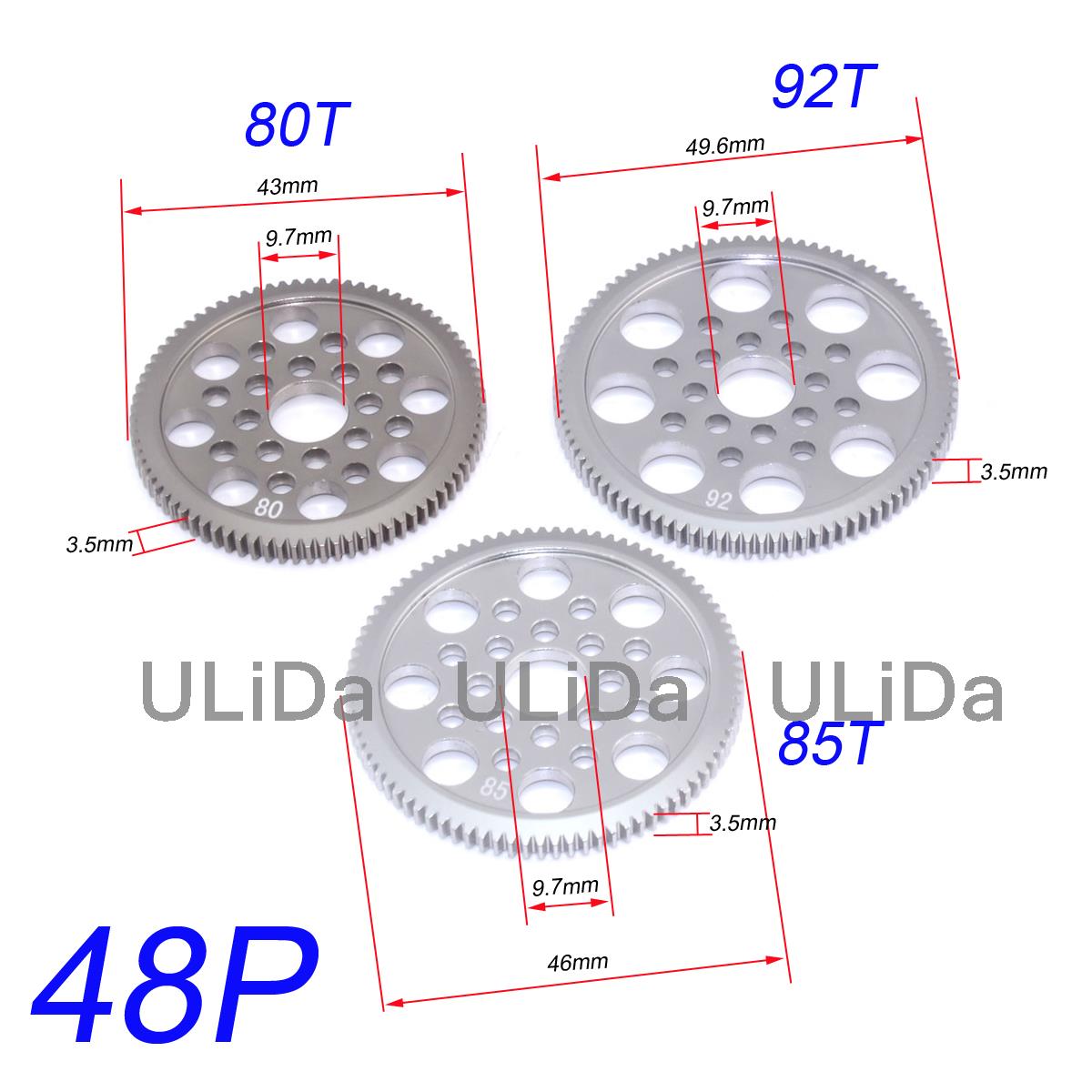 Metal 48P Spur Gear 92T 85T 80T Pinion 19T 20T 21T 22T 23T 24T 25T 26T Motor Gears For Sakura R31 G31 SCX10 AX10 HPI