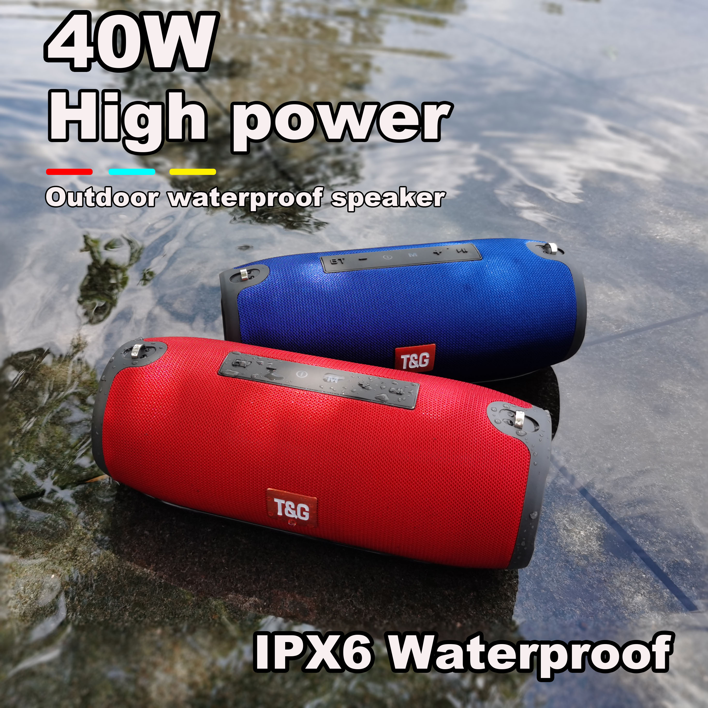High Power 40W Bluetooth Speakers Waterdichte Draagbare Kolom Voor Pc Computer 3D Stereo Subwoofer Boom Box Music Center Fm radio