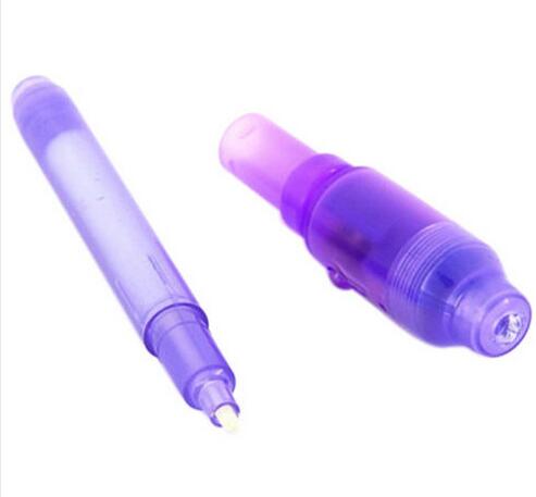 100pcs/lot , 2 in 1 INK Pens, Invisible UV Pen, secret message pen,8 colors mixed