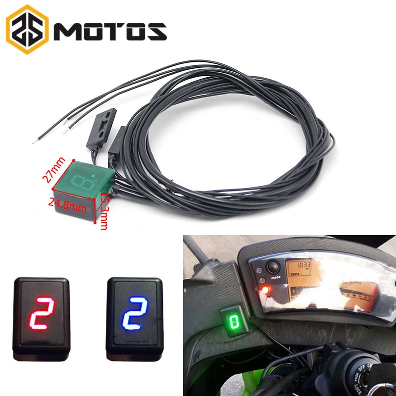 Zs Motos Universal Waterdichte Motorcycle Atv Voertuigen Digital Gear Indicator Led Display Monitor Versnellingspook Sensor Motor