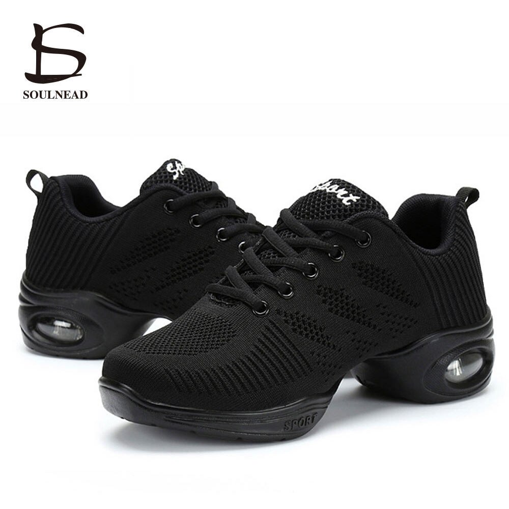 Andedräkt kvinnor modern jazz dansskor vit/svart sportfunktion danssneakers för kvinna mjuk sula kvinna träningsskor