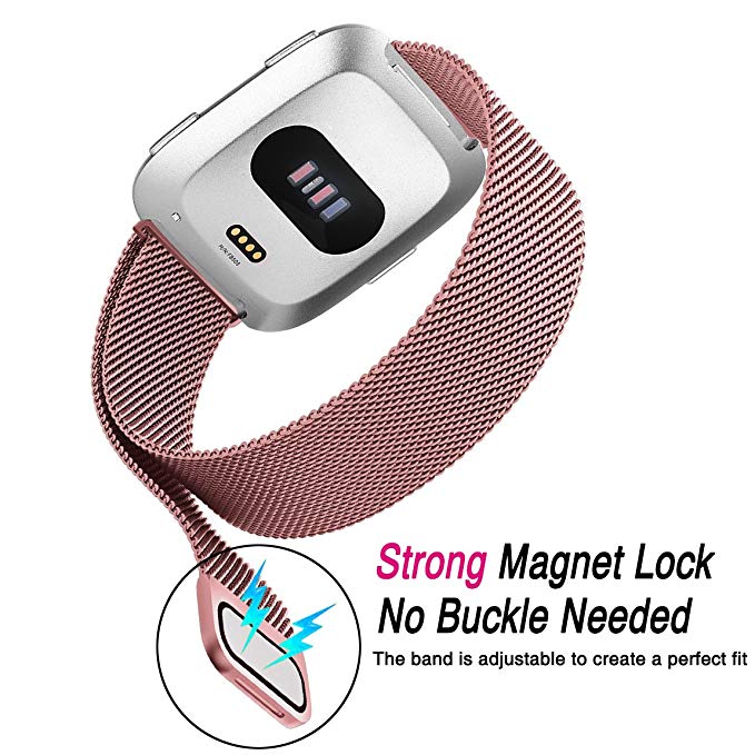Metal Stainless Steel Band For Fitbit Versa/Versa 2 Strap Wrist Milanese Loop Magnetic Bracelet Male Lady Size Smart Accessories
