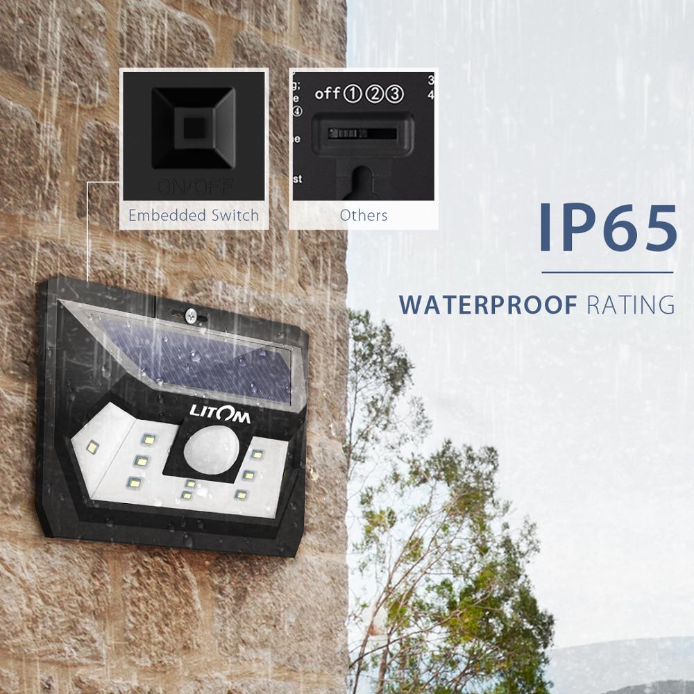 4 Pack LITOM 10 LED Solar- Bewegung Sensor Licht Zauberstab Lampe draussen 120 Weitwinkel IP65 Wasserdicht Luz Solar- LED para Außen Neue