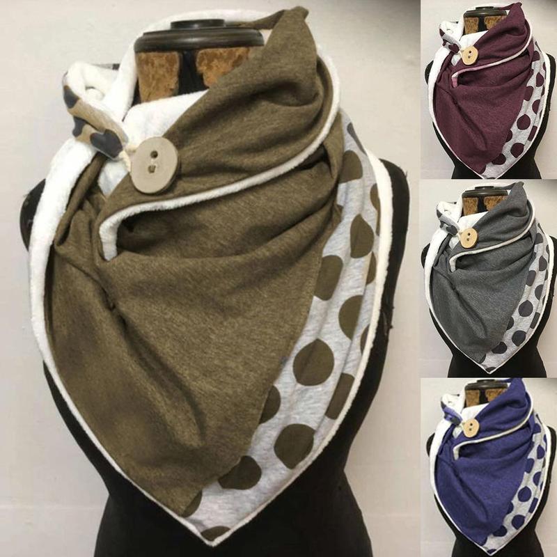 Femmes hiver épaissir grande écharpe surdimensionnée avec bouton crochet couleur unie côtelé Triangle châle bavoir