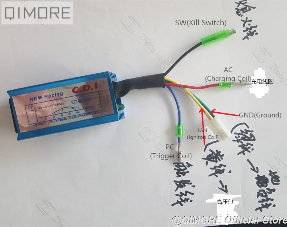 Performance CDI unit (5 wires, AC fired) for Scooter Moped JOG50 JOG90 Vento ZIP Keeway Hurricane 1E40QMB Minarelli 50cc