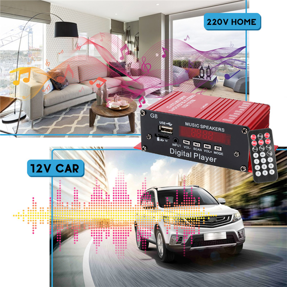 200W 2CH 12V Auto Home Stereo Audio Bluetooth FM Radio Power mit Fernbedienung Hause Verstärker