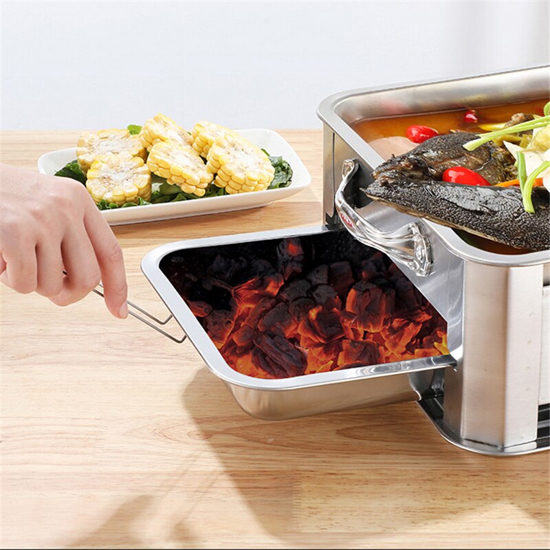 Stainless Steel Grilled Fish Pan BBQ Grill Fish Roaster Grill Home Fish Stove Grilled BBQ Charcoal Alcohol Grilled Fish Stove