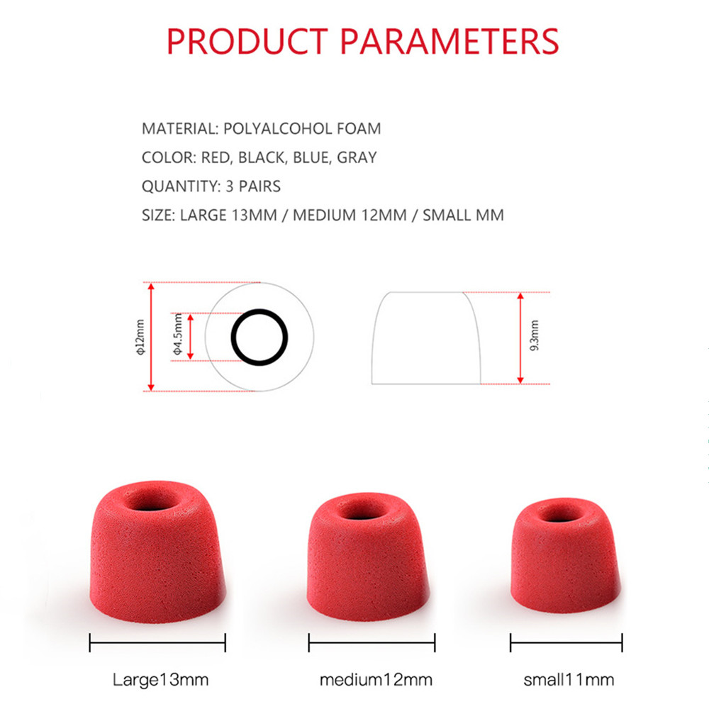 3 Paar/partij (6 Stuks) L/M/S Memory Foam Qkz Oortelefoon Tips Memory Foam Geluidsisolerende Memory Foam Ear Tips Foam Oordopjes voor Kz Qkz
