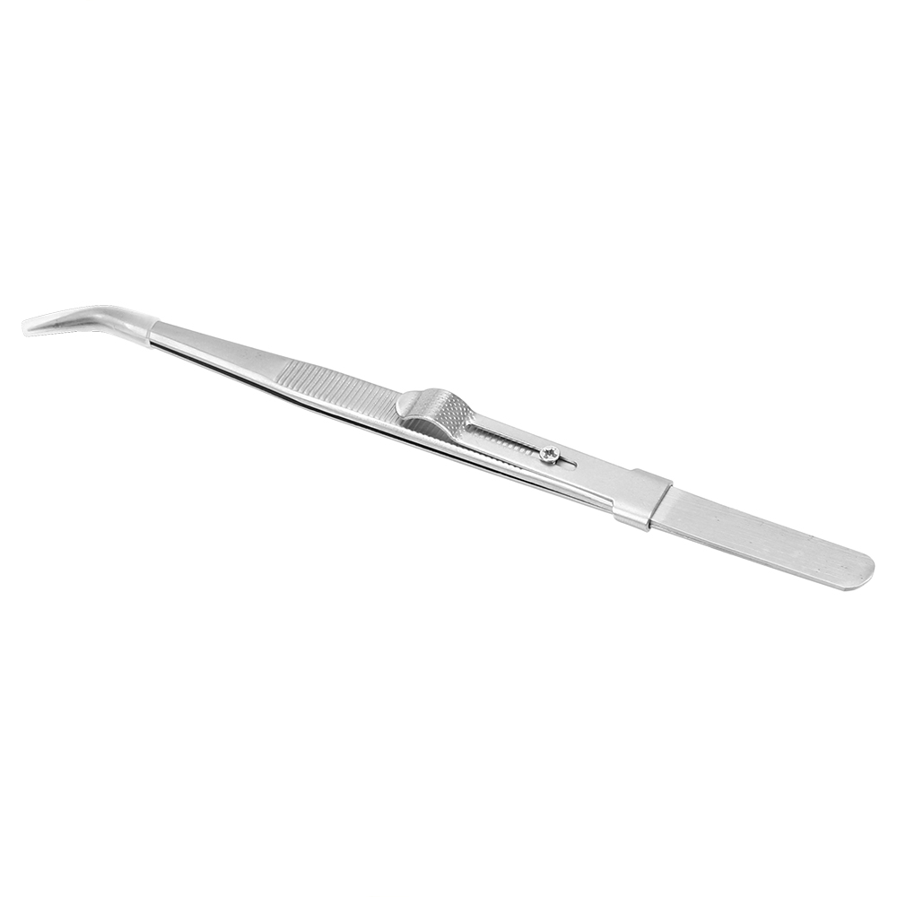 DIYWORK Presicion Industrial Tweezers for Jewelry Electronic Curved Tip Anti Static Stainless Steel Slide Lock Adjustable