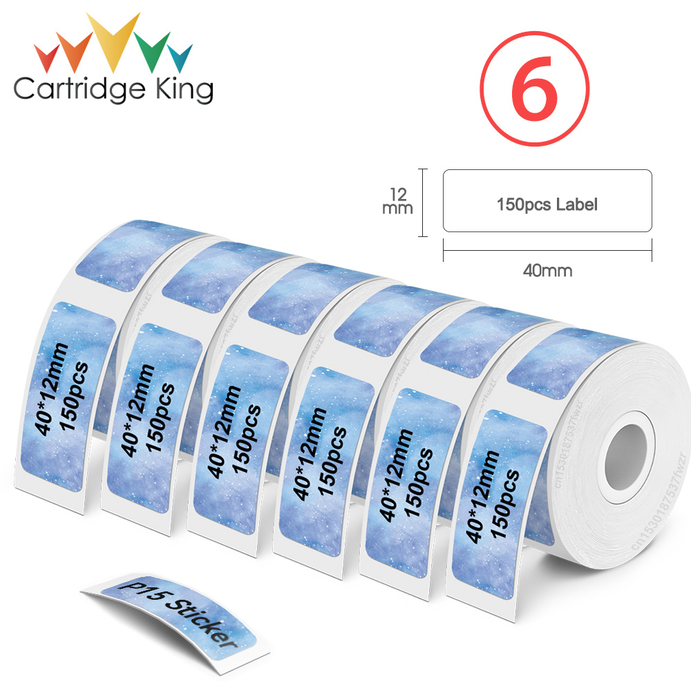 3~6PK White Label Tape for P15 Label Maker Thermal Printer Paper 12mmx40mm 160PCS/Roll Waterprood Adhesive DIY Printing Sticker: light green